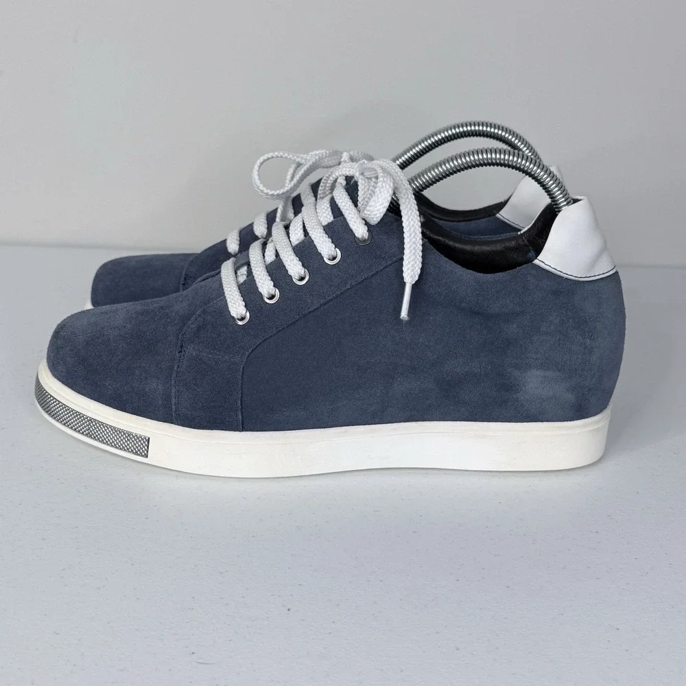 CALTO Blue Suede Invisible Height Increasing Elevator Shoes Sneakers Mens Sz 9